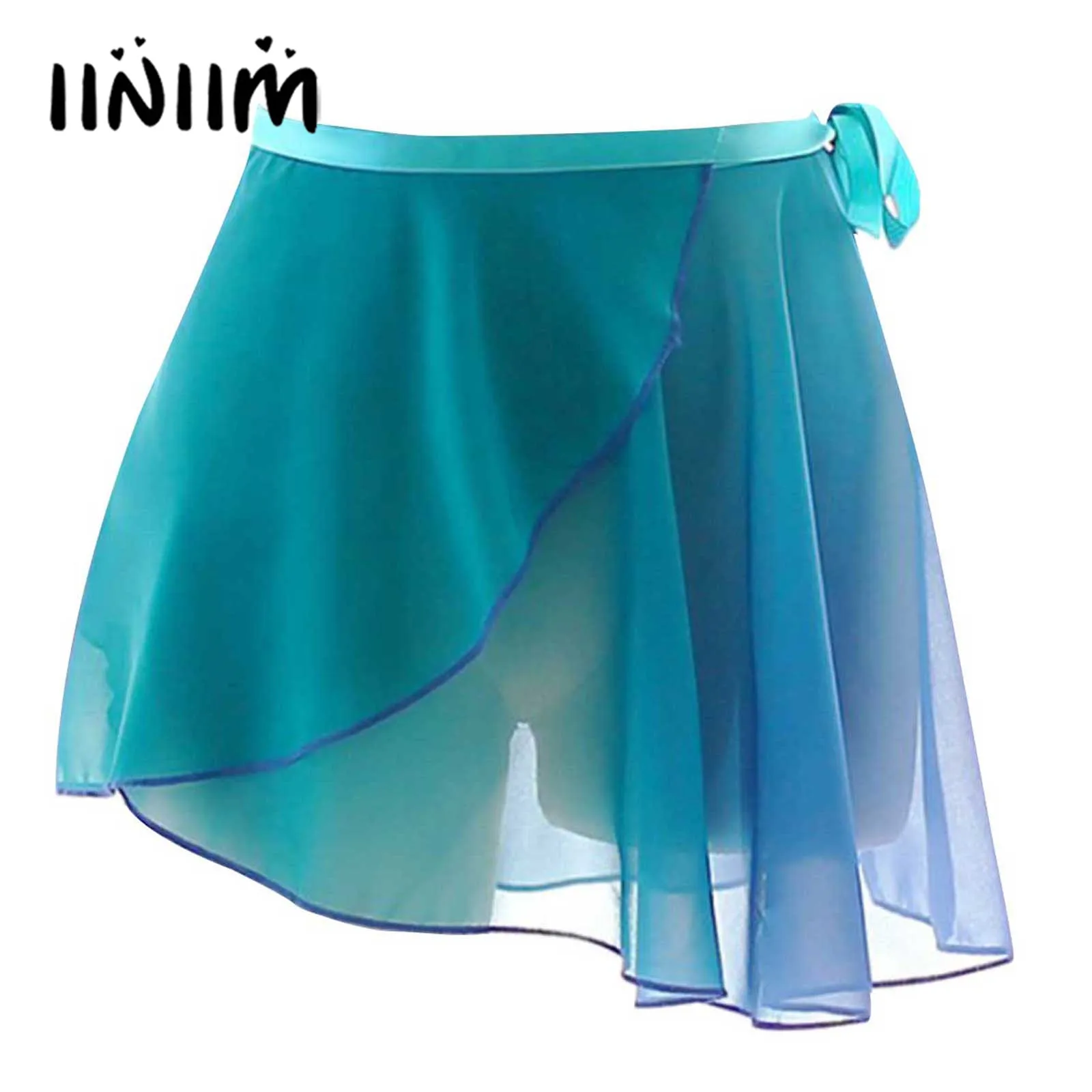 

Womens Lace-up Ballet Mini Skirts Gradient Chiffon Wrap Skirt Ballet Dance Training Gymnastics Performance Asymmetric Miniskirt