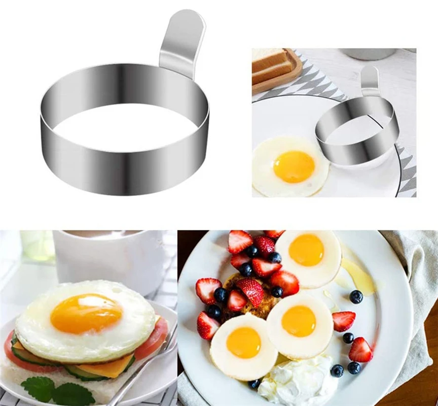 

4PCS Egg Ring, Egg Mold Mould Omelet for Cooking Fried Egg Pancake Beefsteak , Non Stick, 304 Stainless Steel