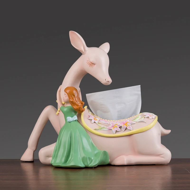 

Creative Towel Box Living Room Light Luxury Paper Box Coffee Table Storage Deer Ornaments Boite Mouchoir Decorative Boxes EI50TB