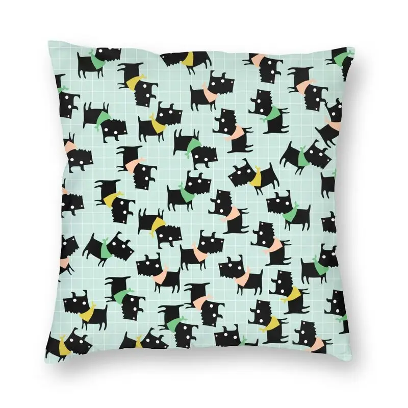 

Scottish Terrier Pillow Case 45x45cm Decorative Cute Dogs Pattern On Blue Background Nordic Cushion Cover Square Pillowcase