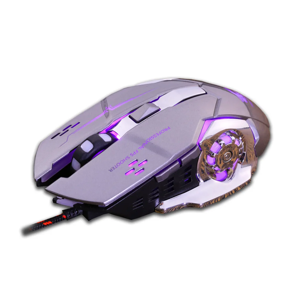 

Wired LED Light 4000DPI Optical Usb Ergonomic Pro Gamer Gaming Mouse Metal Plate Wired Gaming Mouse program macro definition New