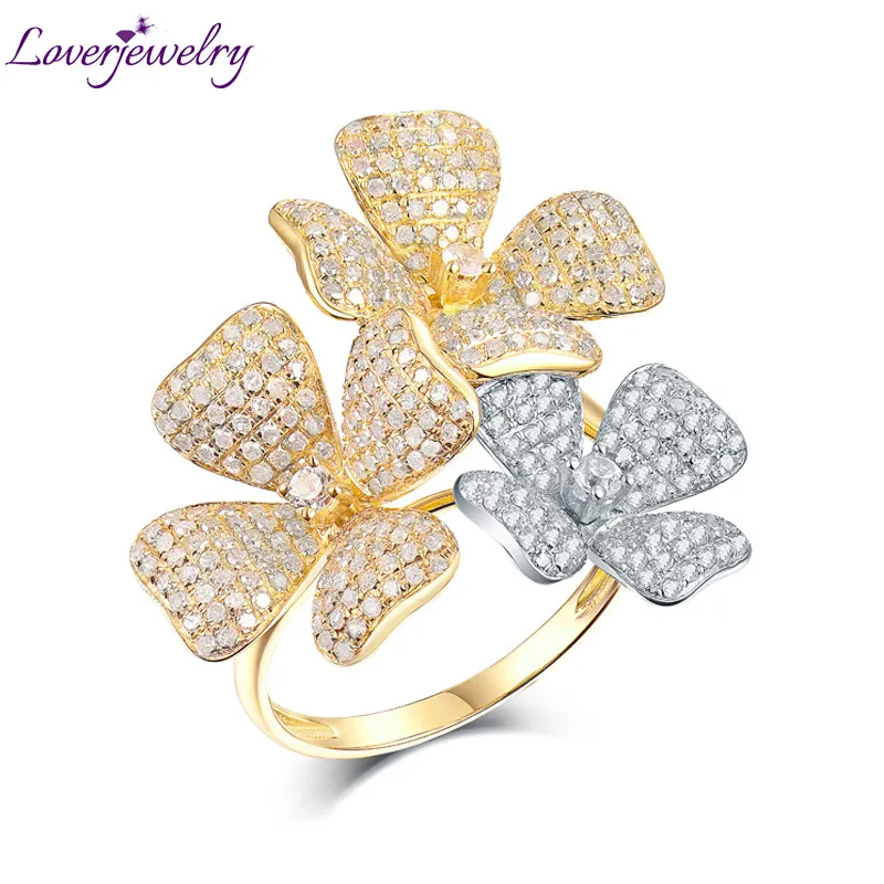 LOVERJEWELRY женское кольцо Настоящее 18 к из золота двух цветов бриллиантовое