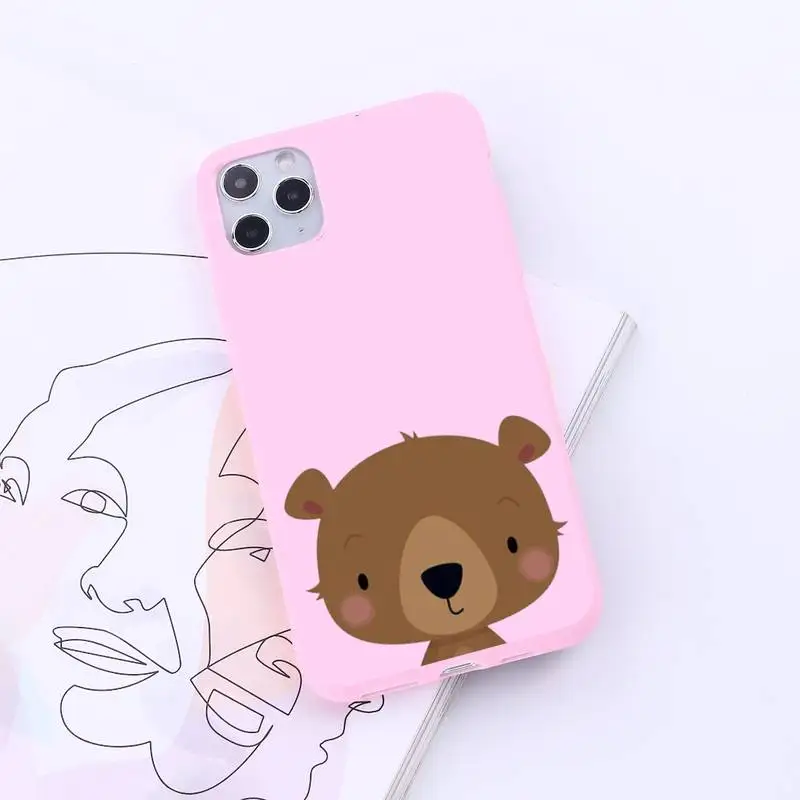 

Cartoon Bear cute funny Phone Case Candy Color for iPhone 6 7 8 11 12 s mini pro X XS XR MAX Plus