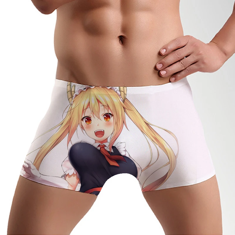 Мужское нижнее белье с принтом героев мультфильма Мисс Кобаяси Короткие трусы