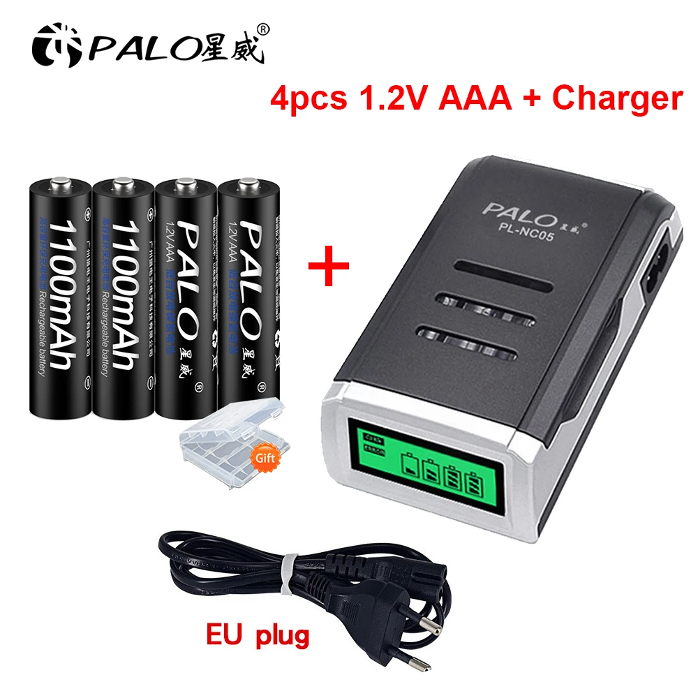 1.2В Ni MH AAA перезаряжаемые батареи 1100mAh с ЖК зарядным устройством для CD AA