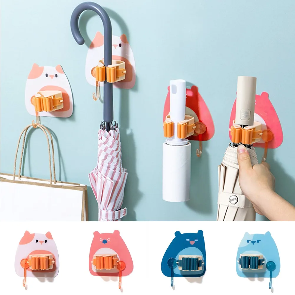 

Cute Wall Mounted Mop Cartoon Organizer Holder Household Tool Brush Broom Hanger Home Storage Hook Racks Kitchen Bathroom Holder