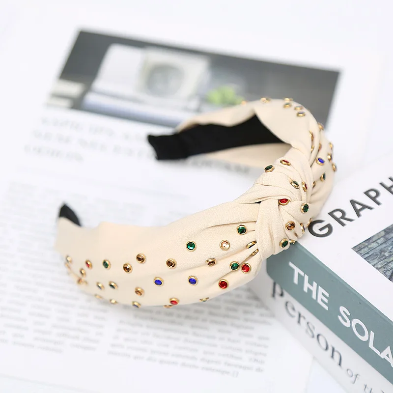 Обруч Стразы Однотонный женский мягкий однотонный Бандаж с широкими краями