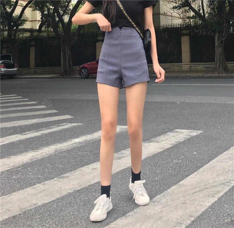 

YTX537 2021 new design sense stretch high waist slimming casual A-line wide-leg shorts