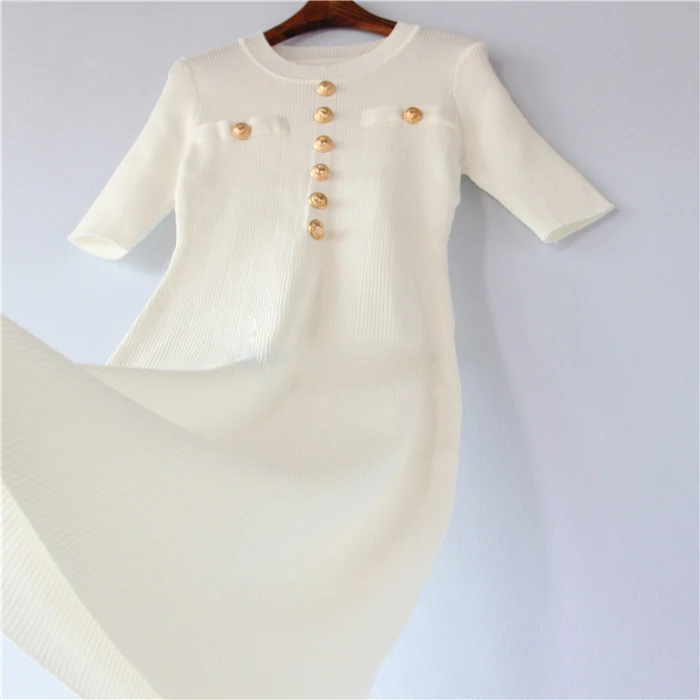 Bodycon Knitted O-neck Casual Collar White and Black Mini Short Sleeve Women khaki Pencil Dress Autumn | Женская одежда