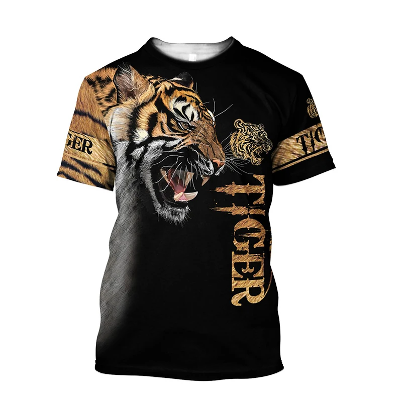 

2021 Summer Men T-shirt Premium Tiger Skin 3D Printed T-Shirt Harajuku Casual Short Sleeve Tee Shirts Unisex Tops