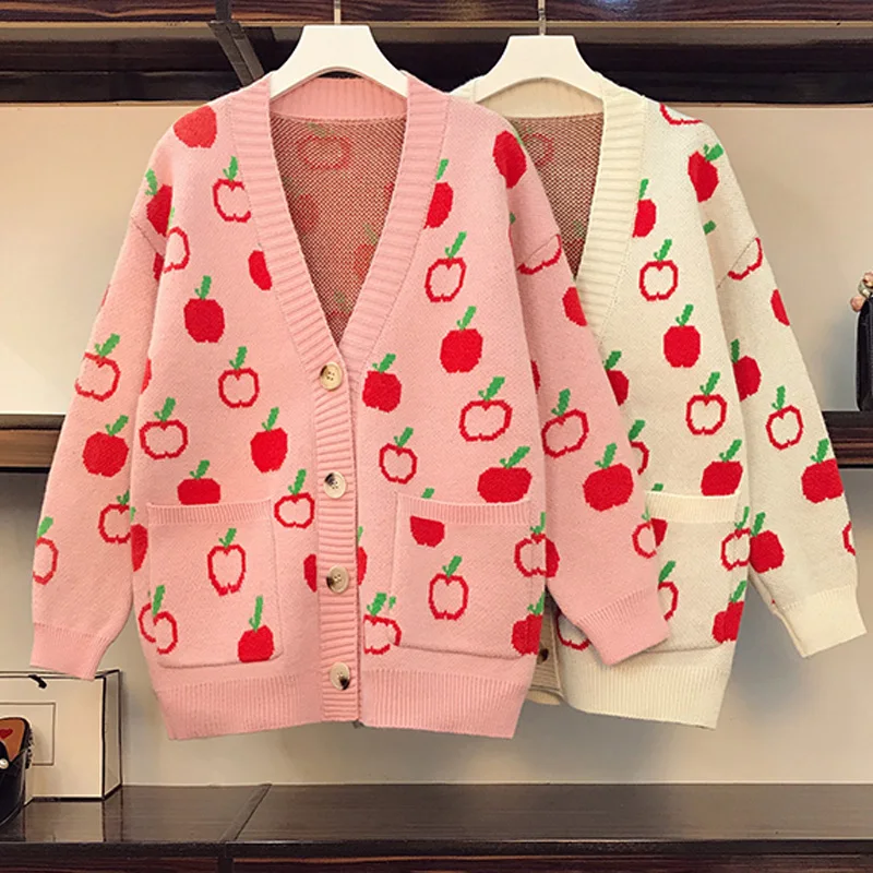 Женская Осенняя куртка-свитер с длинным рукавом и принтом |