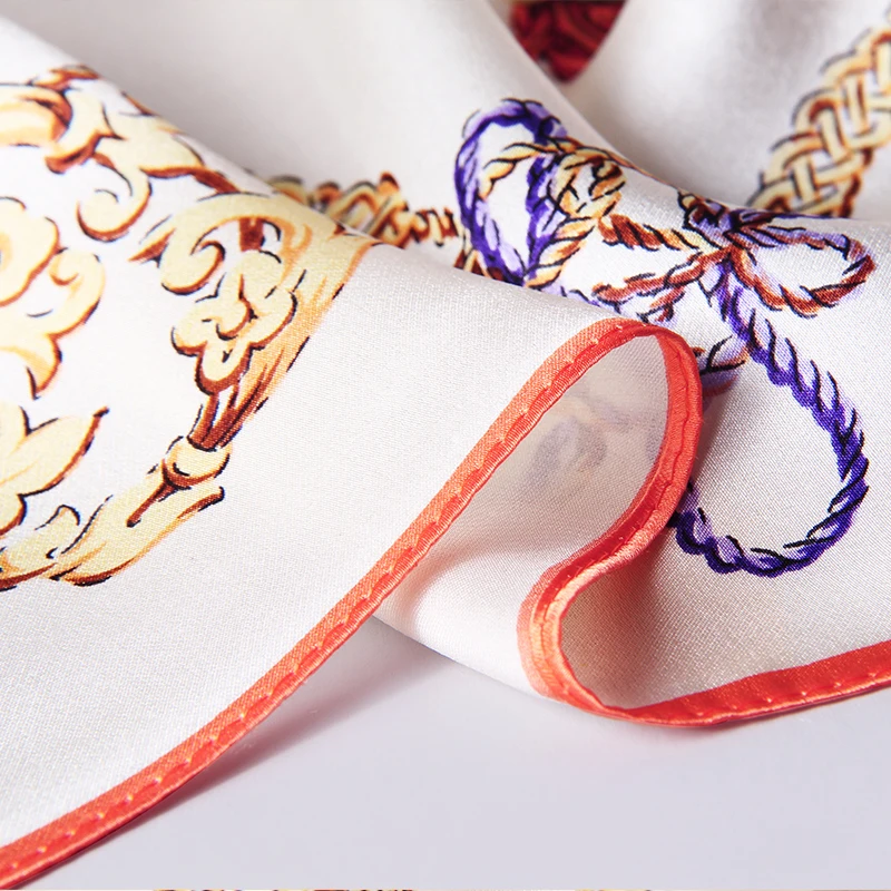 

65*65cm Square Silk Scarf Luxury Brand Women Bandana Floral Silk Head Scarves Stoles Women Summer Pure Silk Scarfs Square Silk