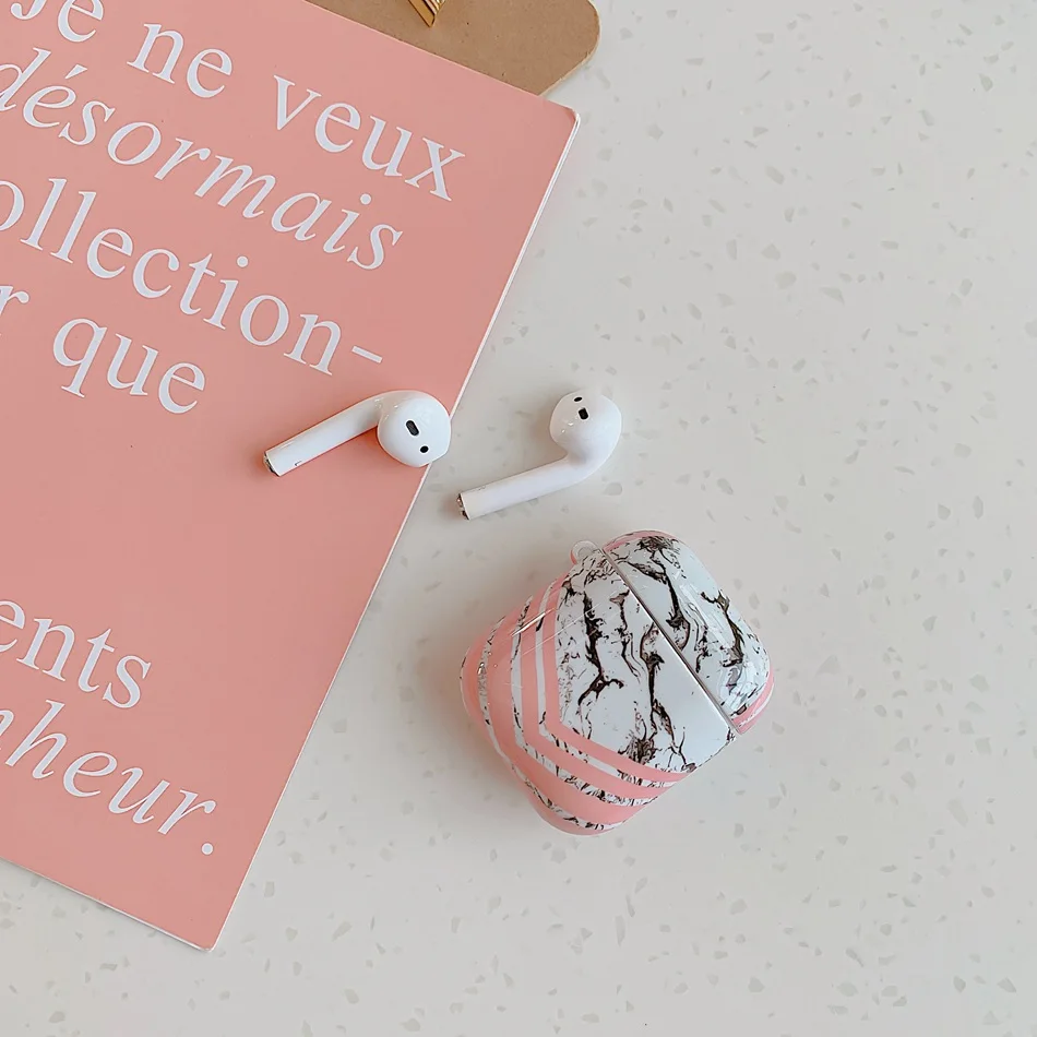 Роскошный Мраморный чехол для Airpods аксессуары наушников Air Pods Жесткий Чехол из