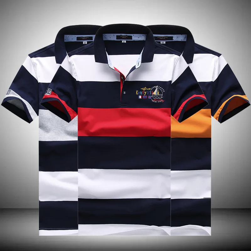 

Summer Men's Casual Breathable Striped High Quality Short Sleeve Thin Polo Shirt 2021 New Cotton Fashion Shark Brand Tops