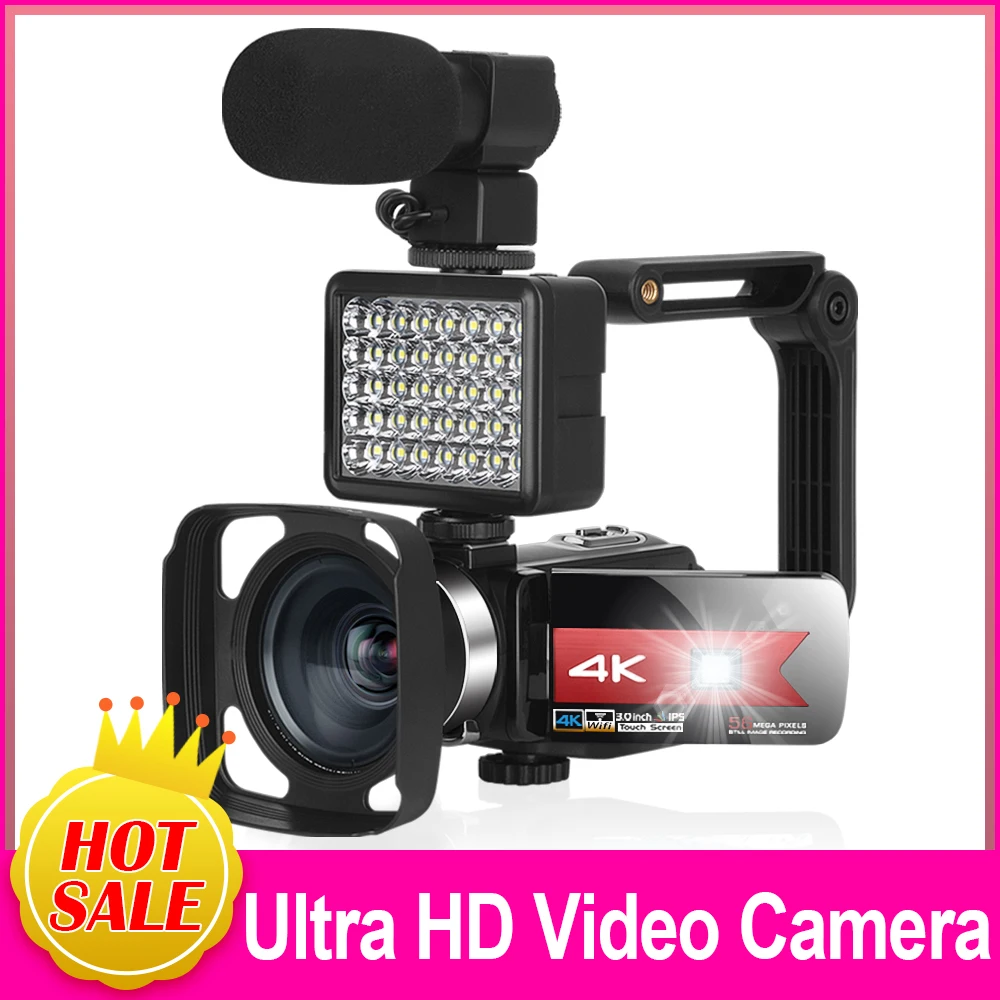 Видеокамера для прямой трансляции 56 МП 3 0 дюйма IPS сенсорный экран Wi Fi ИК ночное