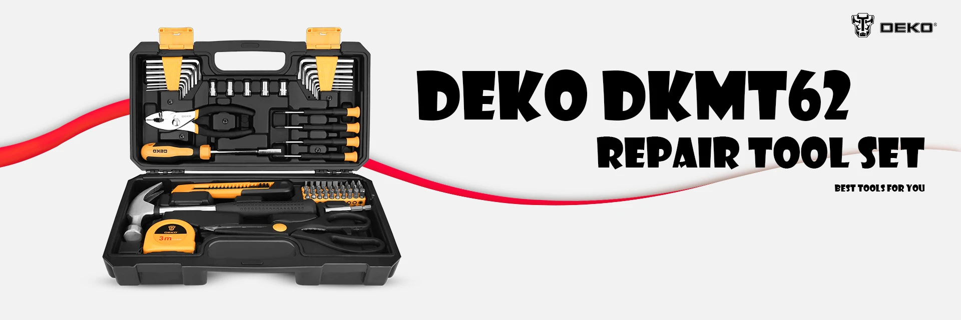 DEKO 62 шт. профессиональный набор инструментов для ремонта автомобиля Авто трещотка гаечный ключ Отвертка разъем механические инструменты комплект W/Выдувная коробка