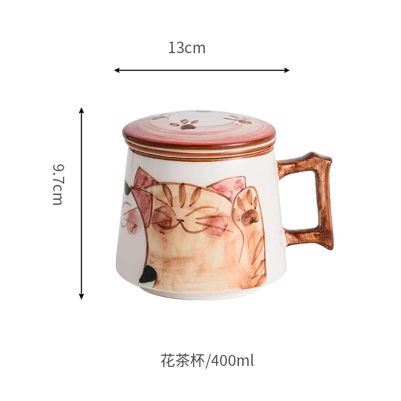 

Hand Painted Ceramic Coffee Cup Small Exquisite Large Capacity Mug Japanese Office Water Cup Coffee Mug with Lid Tumbler Cup
