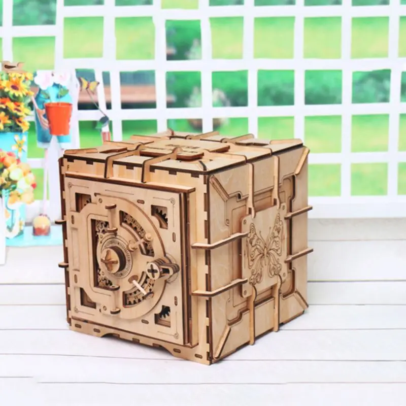 

1 Set 3D Puzzles Wooden Password Treasure Box Mechanical Puzzle DIY Assembled Model