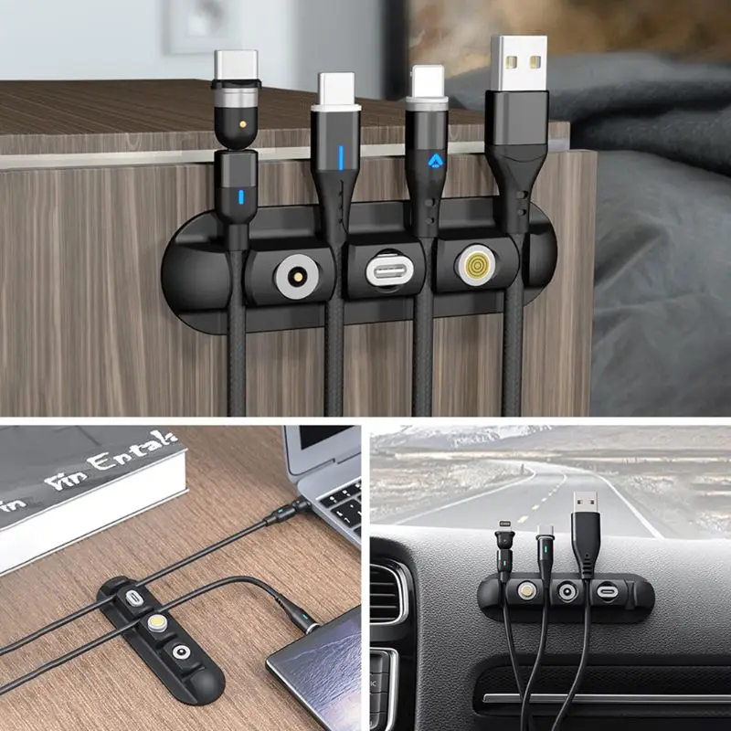 

Cable Organizer 3pin 540 Rotation Magnetic Head Storage Box for Micro-USB Type-C USB Cable Plug Silicone Storage Device