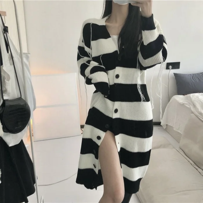 Женский однобортный Кардиган Свободный кардиган контрастных цветов в