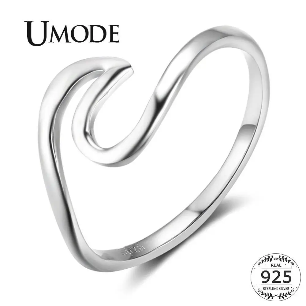 

UMODE Boho Wave Rings 925 Sterling Silver Rings for Women Gifts Party Wedding Fine Jewelry Accessories 925 Para Mujer LR0758