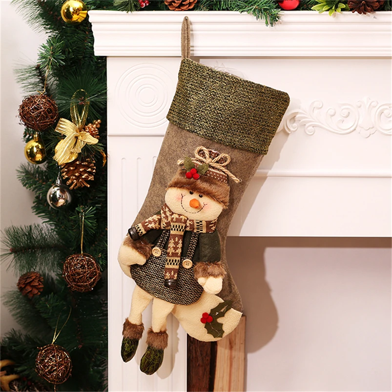 Snowman Рождественские чулки Санта-Клаус, мешки, держатели для подарков, рождественские подарочные пакеты, детские конфеты, Подарочный мешок, Санта-Клаус, новогодние украшения для дерева - Цвет: Snowman