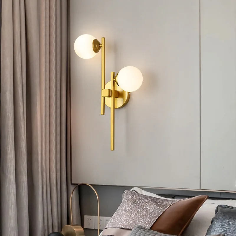 

Nordic style light luxury golden long arm bedroom wall lamp modern creative living room background wall corridor lamp WF