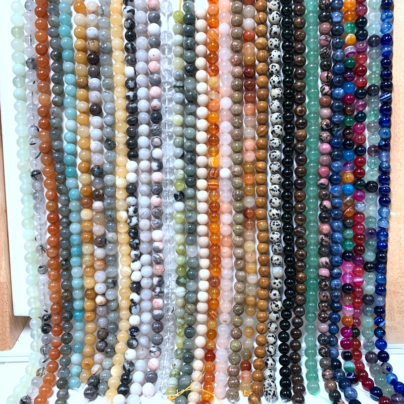 

Natural Stone Beads Crystal/Amazonite/Rutilated Quartz/Zebra/Aventurine Mixed Gem For Jewelry Making Necklace Bracelet 6-10MM
