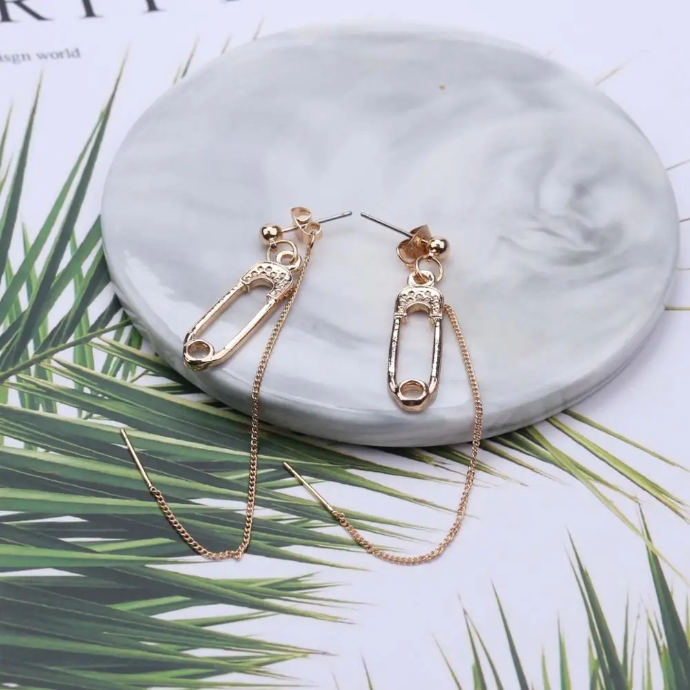 

SNCSDK Simple and versatile long Women's earrings super fairy temperament tassel clip Women Stud earrings fashion jewelry