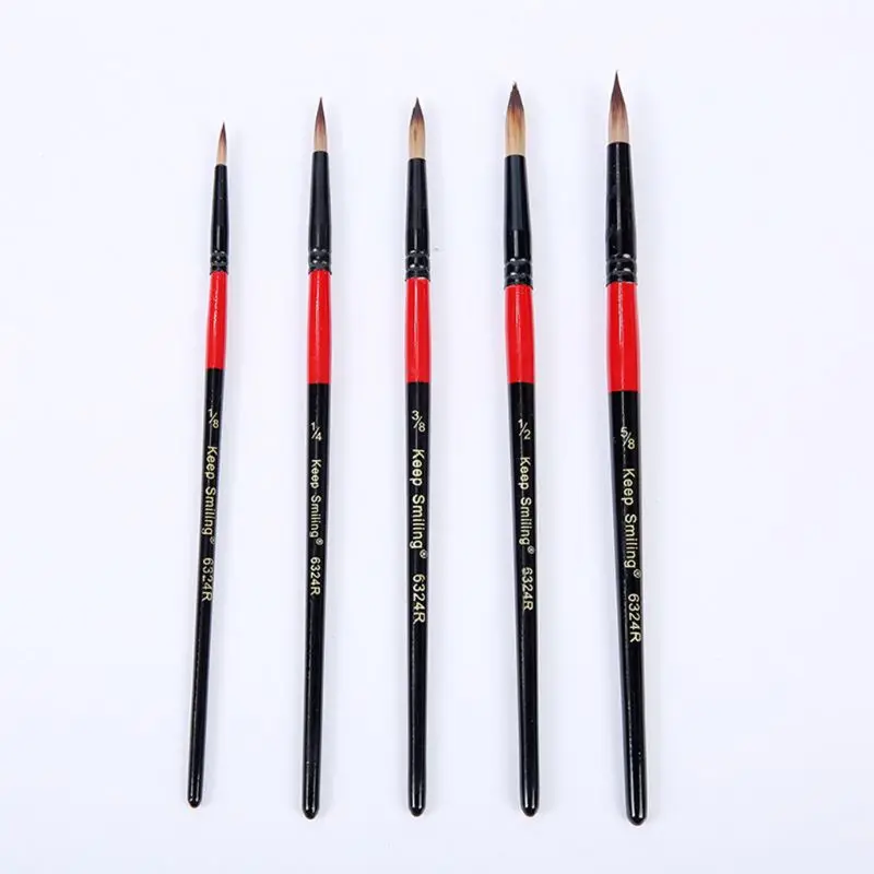 

5 Pcs Black Aluminum Tube Paint Brush Set Kit For Oil Watercolor Acrylic Drawing Tools 203B