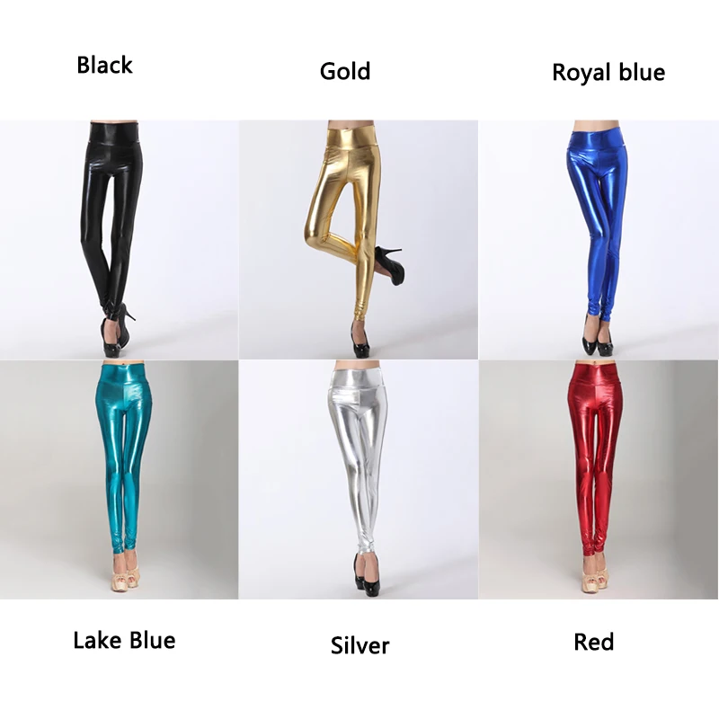 

PU Leather Women Skinny Leggings High Waist Stretchy Slim Pencil Pants