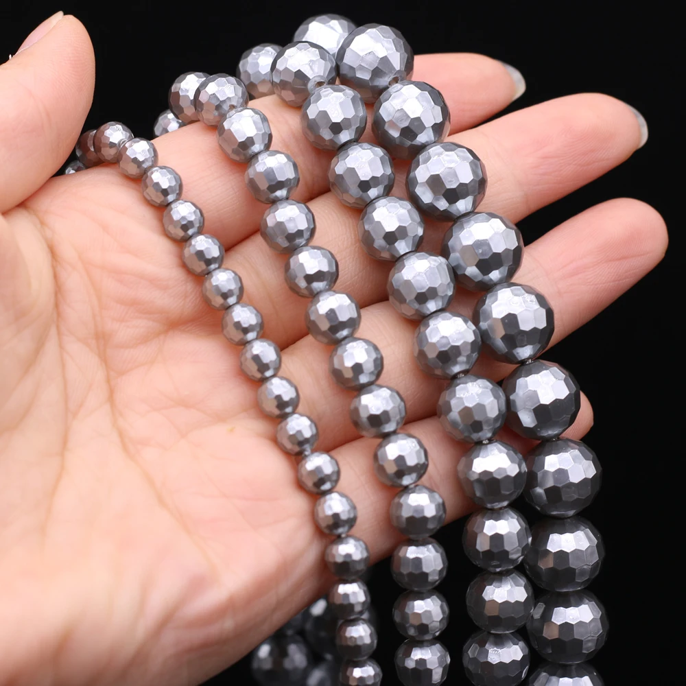 

AAA+ Fashion Imitation Pearl Beads Round Austria Faceted Loose Shell Bead for Jewelry Making Women Necklace Earring Crafts