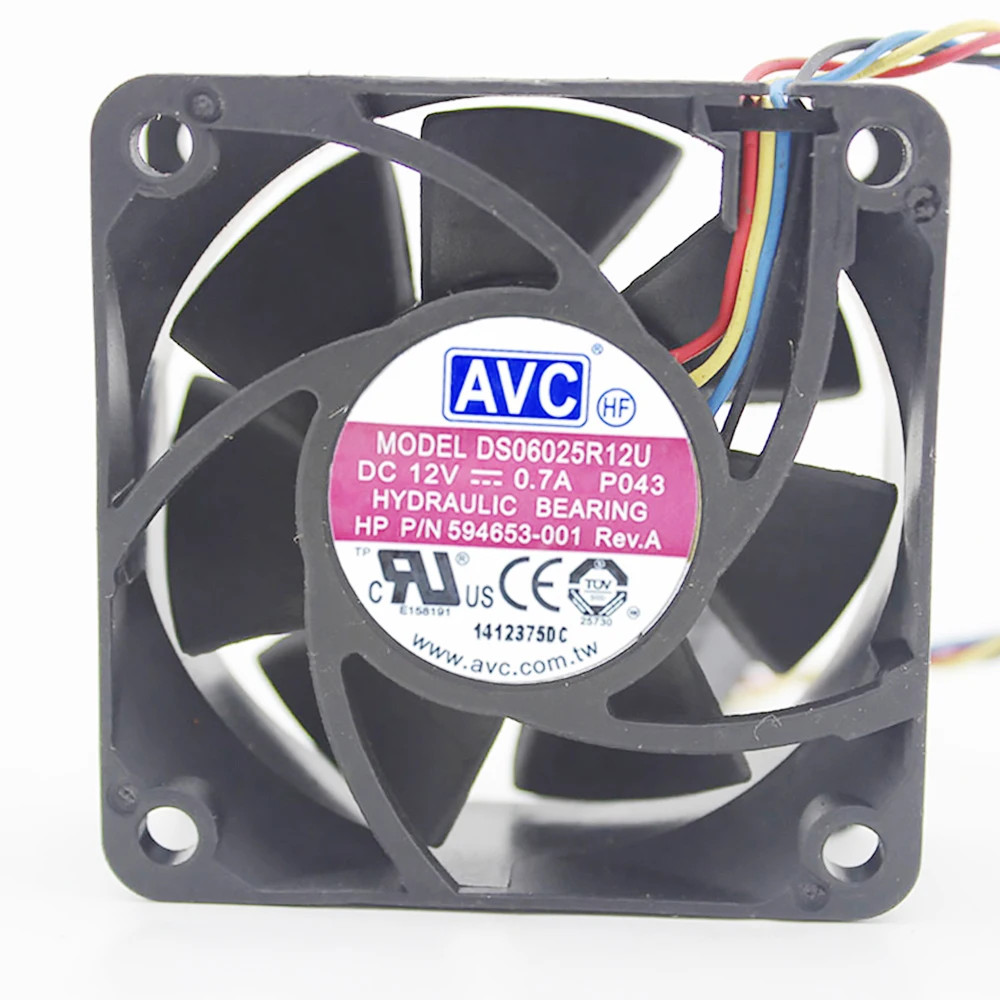 Для AVC DS06025R12U P103 DC 12V 0.26A 4-проводной 4-контактный разъем 60 мм 60x60x25 мм серверный квадратный охлаждающий вентилятор Для AVC DS06025R12U P103 DC 12V 0.26A 4-проводной 4-контактный разъем 60 мм 60x60x25 мм серверный квадратный охлаждающий вентилятор