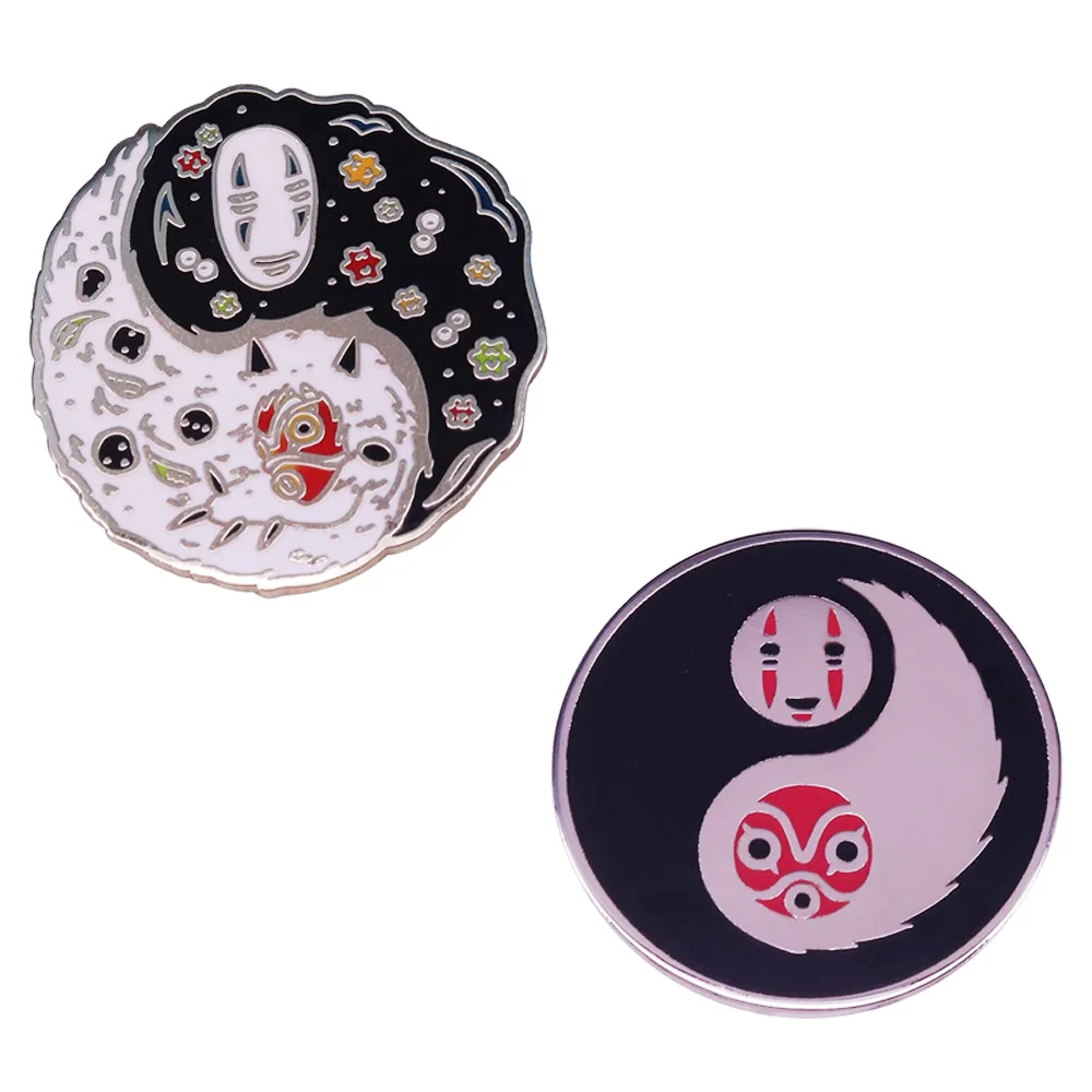 Принцесса Mononoke & No face yin yang булавка для лацкана ювелирные изделия|Броши| |