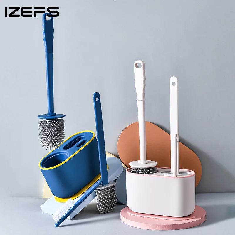 IZEFS-cepillo multifuncional de TPR para ba&ntilde;o, herramienta de limpieza del hogar, sin extremos muertos, juego de accesorios de ba&ntilde;o-0