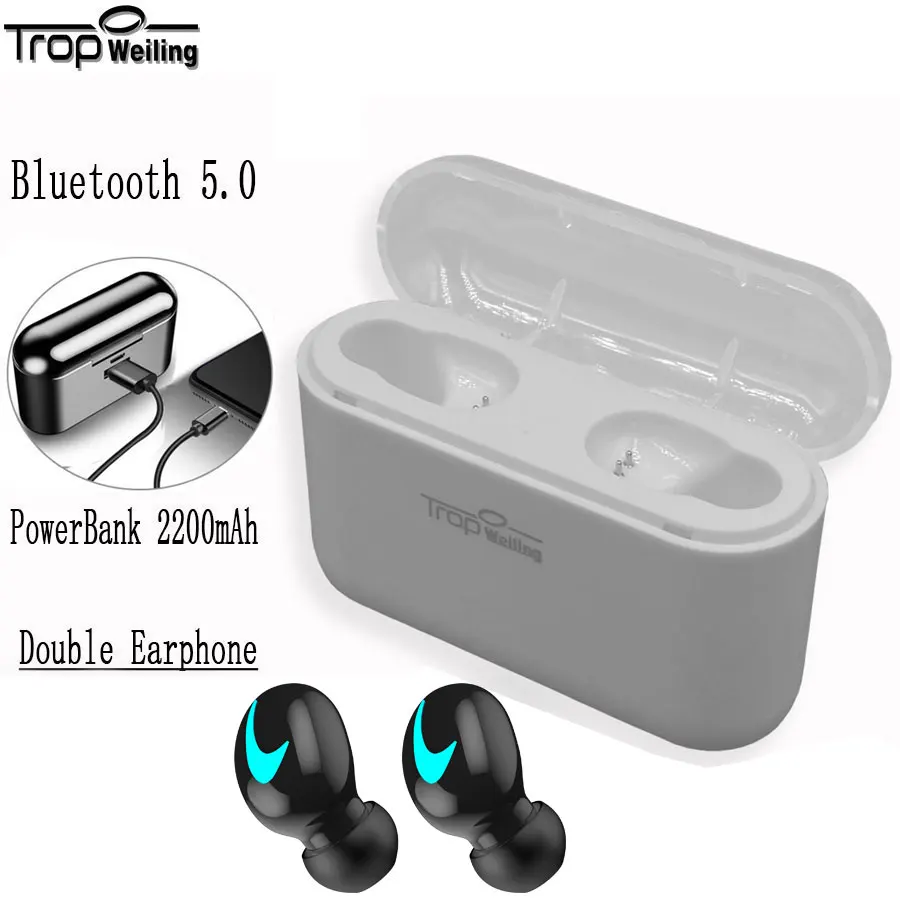 Настоящие беспроводные наушники Bluetooth мини водонепроницаемые с головным