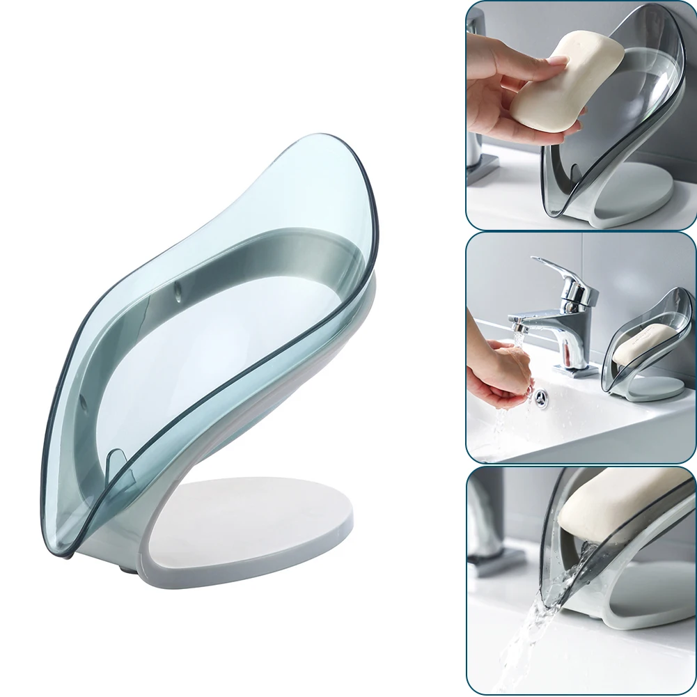 

Creative Transparent Leaf-shaped Soap Dish Bathroom Toilet Free Punching Drain Soap Golder Leaf Soap Dish Makeup Organizer Tools