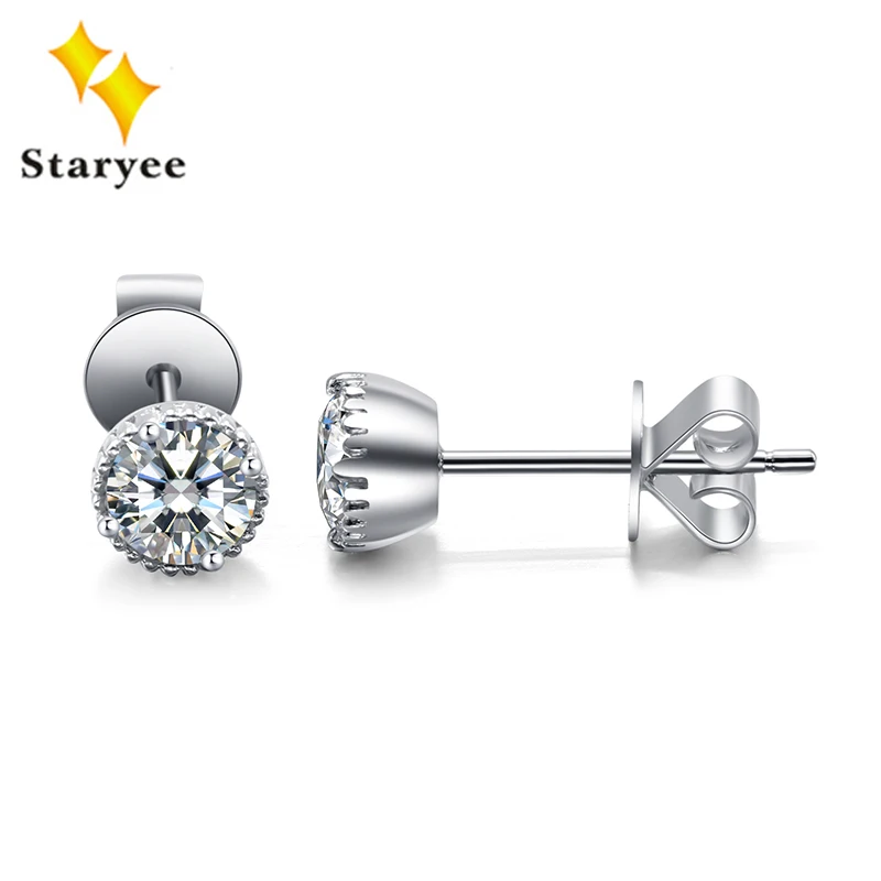 

Trendy 0.3CT DEF Colorless Excellent Cut VVS Charles Colvard Forever One Moissanite Gem Stud Earrings Women Pure 18K White Gold