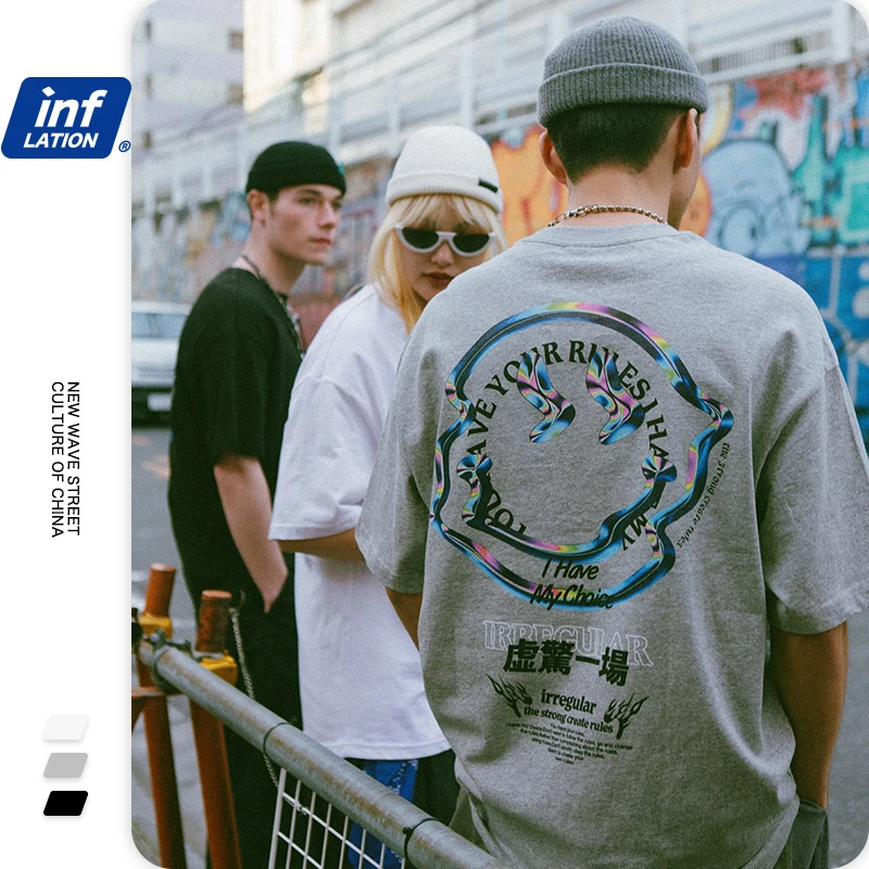 Мужская футболка с короткими рукавами INFLATION модная уличная одежда в стиле хип хоп