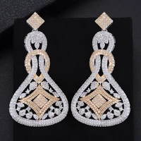 larrauri fashion african female bride wedding dangle drop earrings geometric earrings cubic zirconia inlaid earring 2020