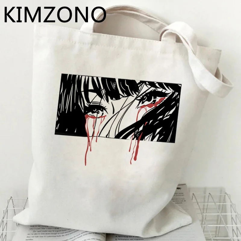 

Junji Ito shopping bag grocery reusable shopper recycle bag canvas bolso bag string reciclaje woven reusable cabas