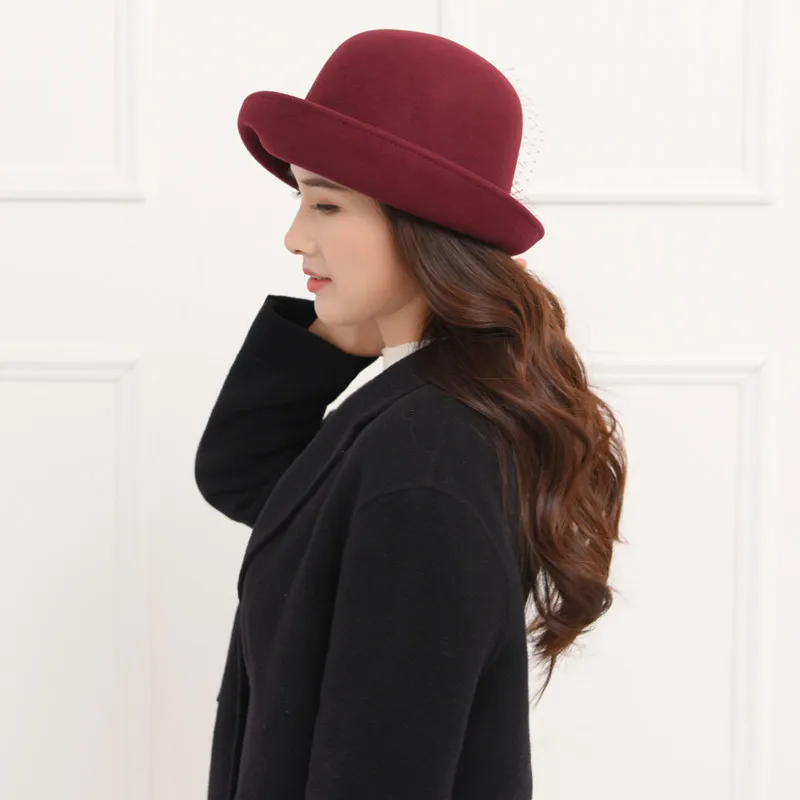 Шляпа Фибоначчи с большими цветами Женская нестандартная фетровая шляпа полями