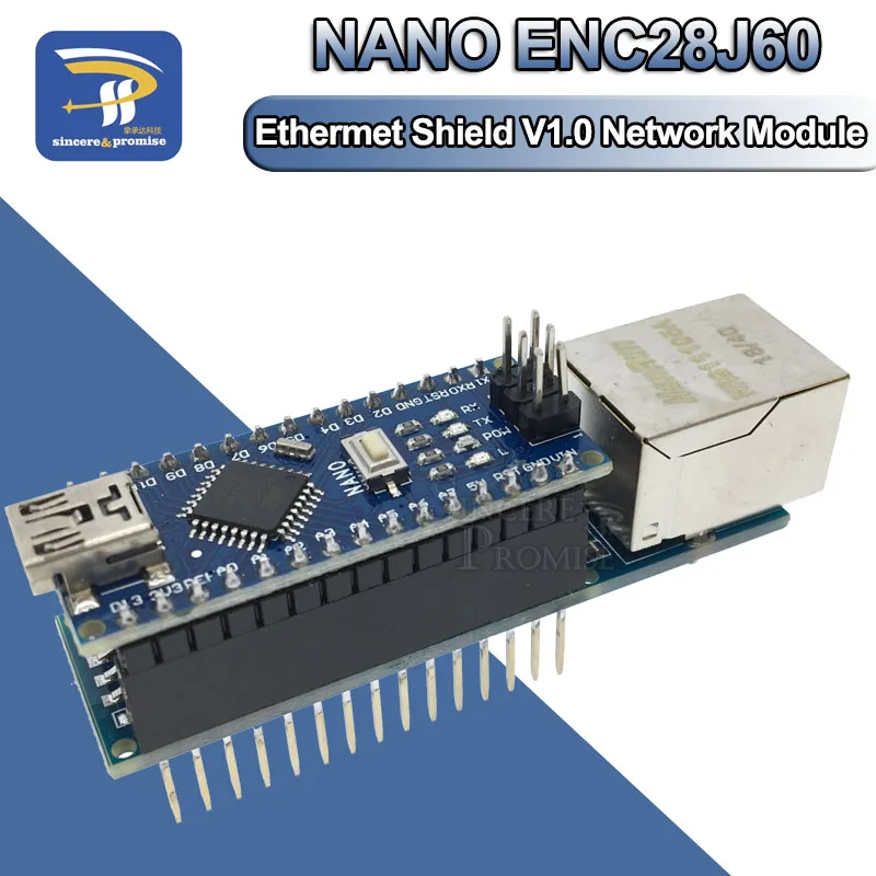 Мини ENC28J60 Ethernet щит V1.0 RJ45 веб-сервер модуль для Arduino Diy Kit совместимый Nano 3,0 CH340G