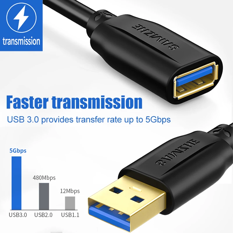 SAMZHE USB 3 0/2 0 Удлинительный кабель плоский Кабель AM/AF 5 м/1 м/2 м/3 м для ПК ТВ PS4