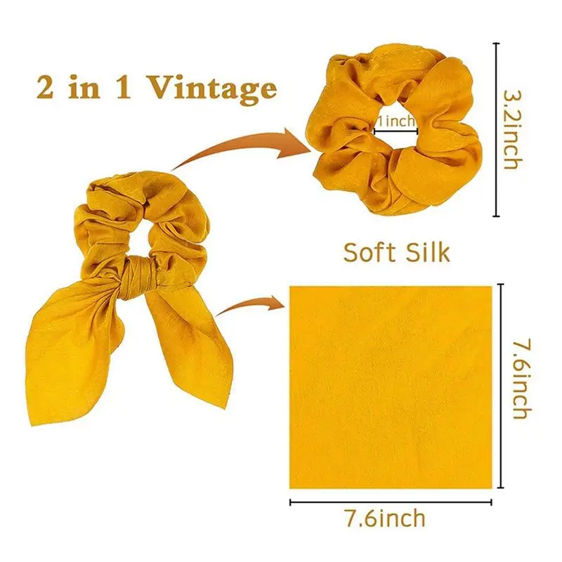 

8Pcs Velvet Rabbit Ears Hair Scrunchie Bunny Ears Hair Bow Tie Elastic Girls/Women Ponytail Holder Hair Accessories Rubber Band