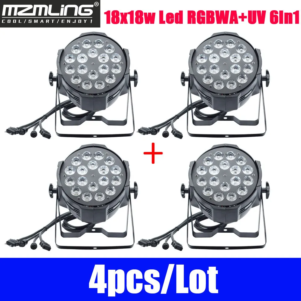 4 шт./лот 18x18 Вт светодиодный RGBWA + UV 6 в 1 Par Light DMX512/Auto/Sound/Master Slave Control DJ /Bar вечерние/Show