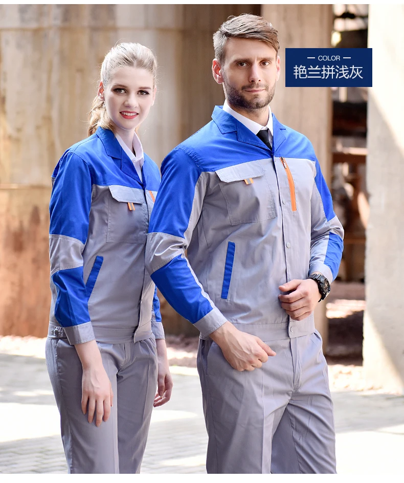 

Women Workshop Uniform Men Work Clothes Cotton Working Labor Warehouse Long Sleeve Shirt Pants 2 Pcs Set Workwear Suit Plus Size