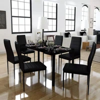 seven piece dining table and chair set black