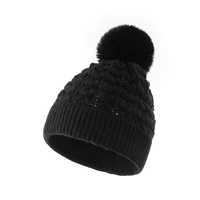 europe and the united states autumn and winter new woolen ball knitted hat corner flower monochrome dome acrylic ladies warm woo
