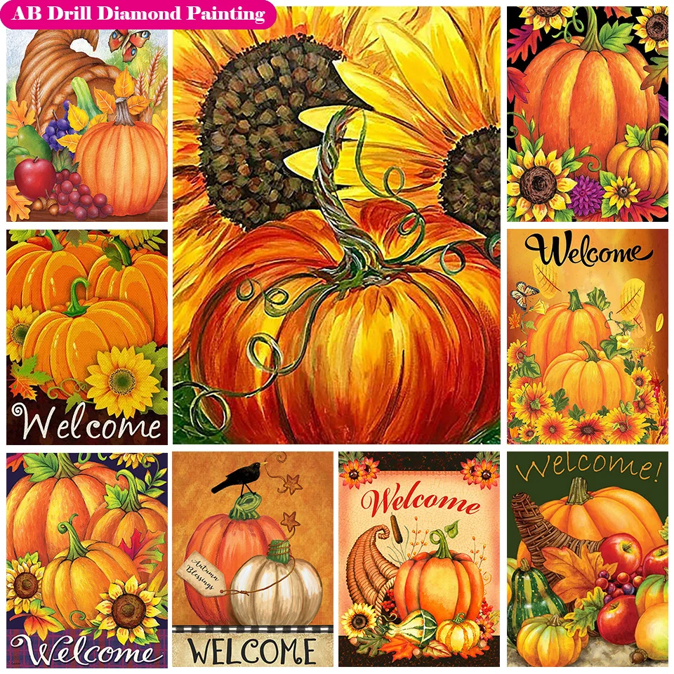 

NEW 5D DIY Flower Full Square AB Drill Diamond Paintings Kits Sunflower Diamonds Embroidery Pumpkin Wall Artist Home Decor Gifts